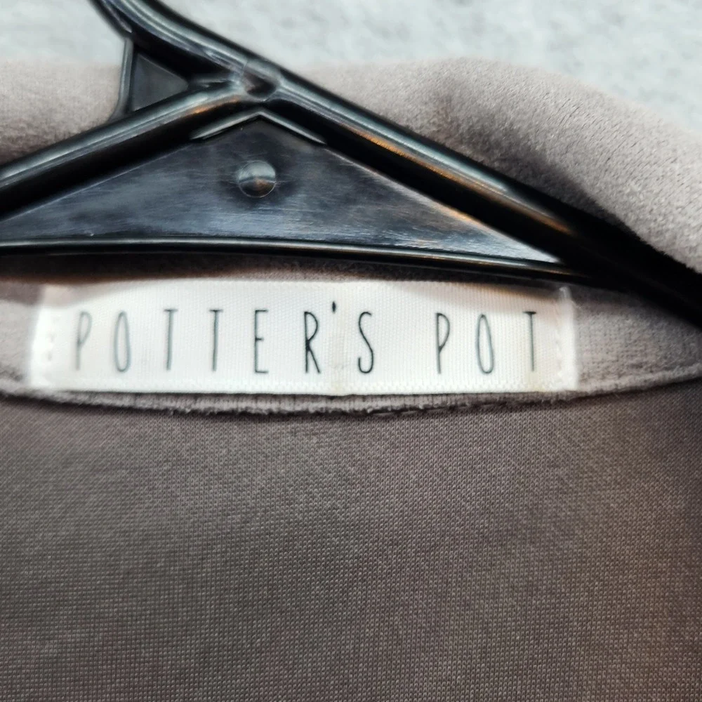 Potter's Pot Womens Open Front Coat Jacket, Drape Lightweight, Gray, Career - Picture 9 of 11